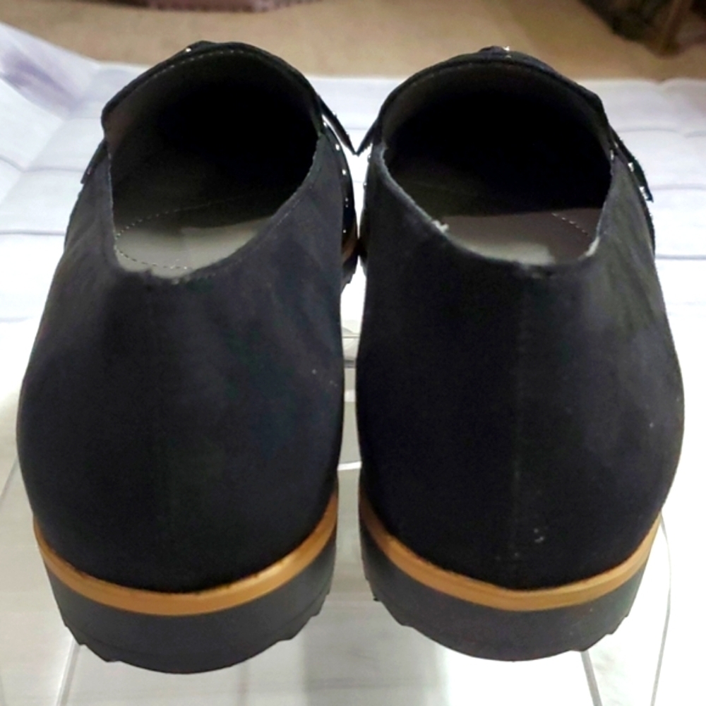 Adrienne Vittadini's "Laverne" Black Loafer with Silver Pin-Dot Rivets - Picture 3 of 7